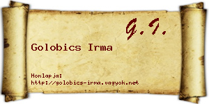 Golobics Irma névjegykártya